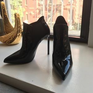 YSL Black leather booties